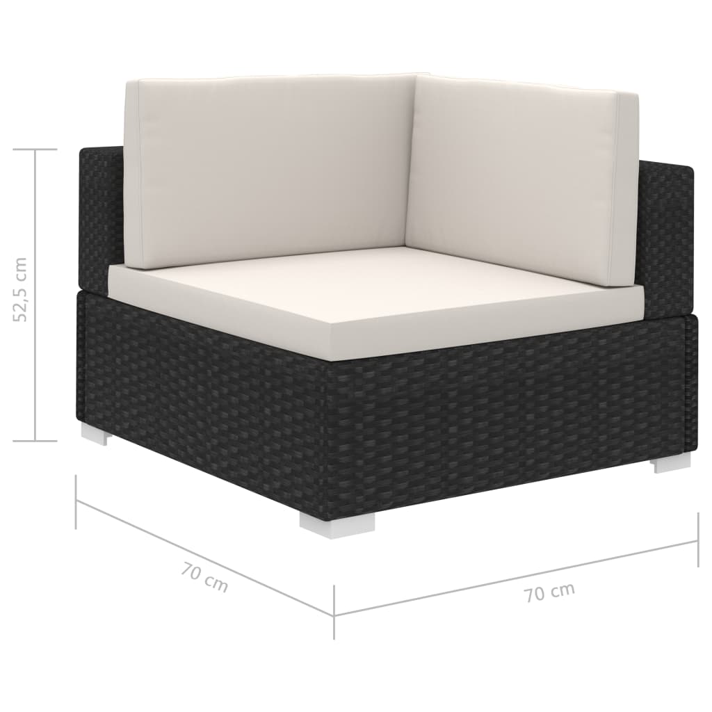 Set mobilier de grădină cu perne, 12 piese, negru, poliratan GartenMobel Dekor
