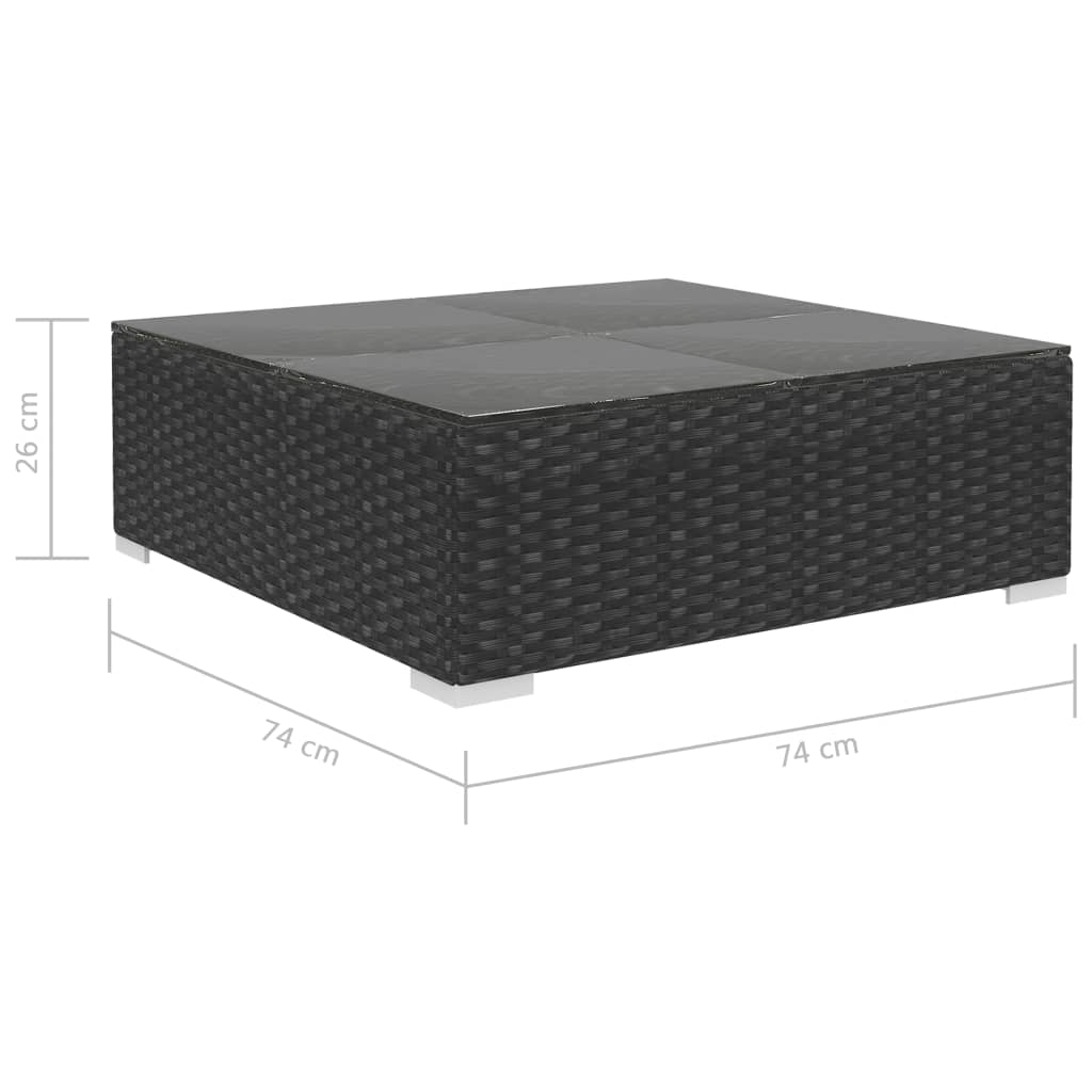 Set mobilier de grădină cu perne, 12 piese, negru, poliratan GartenMobel Dekor