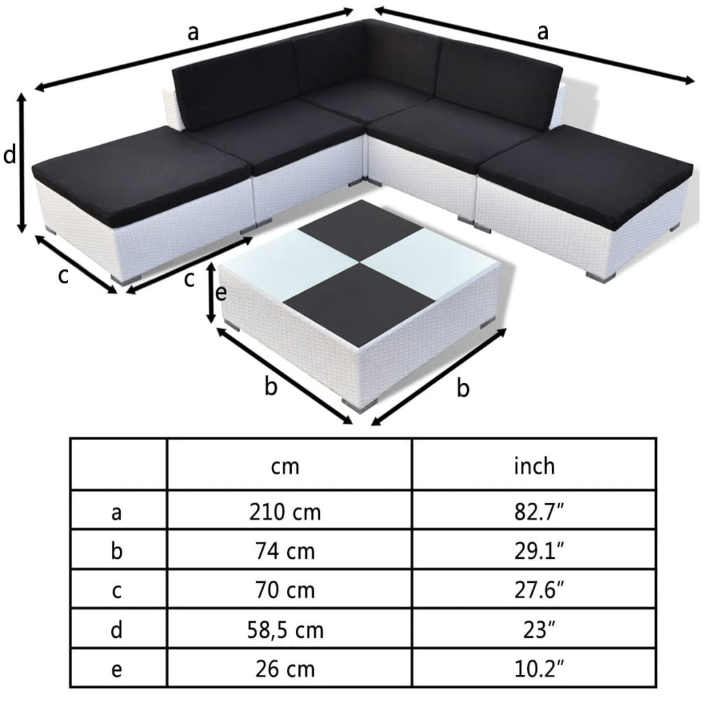 Set mobilier de grădină cu perne, 6 piese, alb, poliratan GartenMobel Dekor