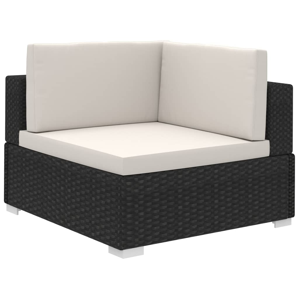 Set mobilier de grădină cu perne, 6 piese, negru, poliratan GartenMobel Dekor