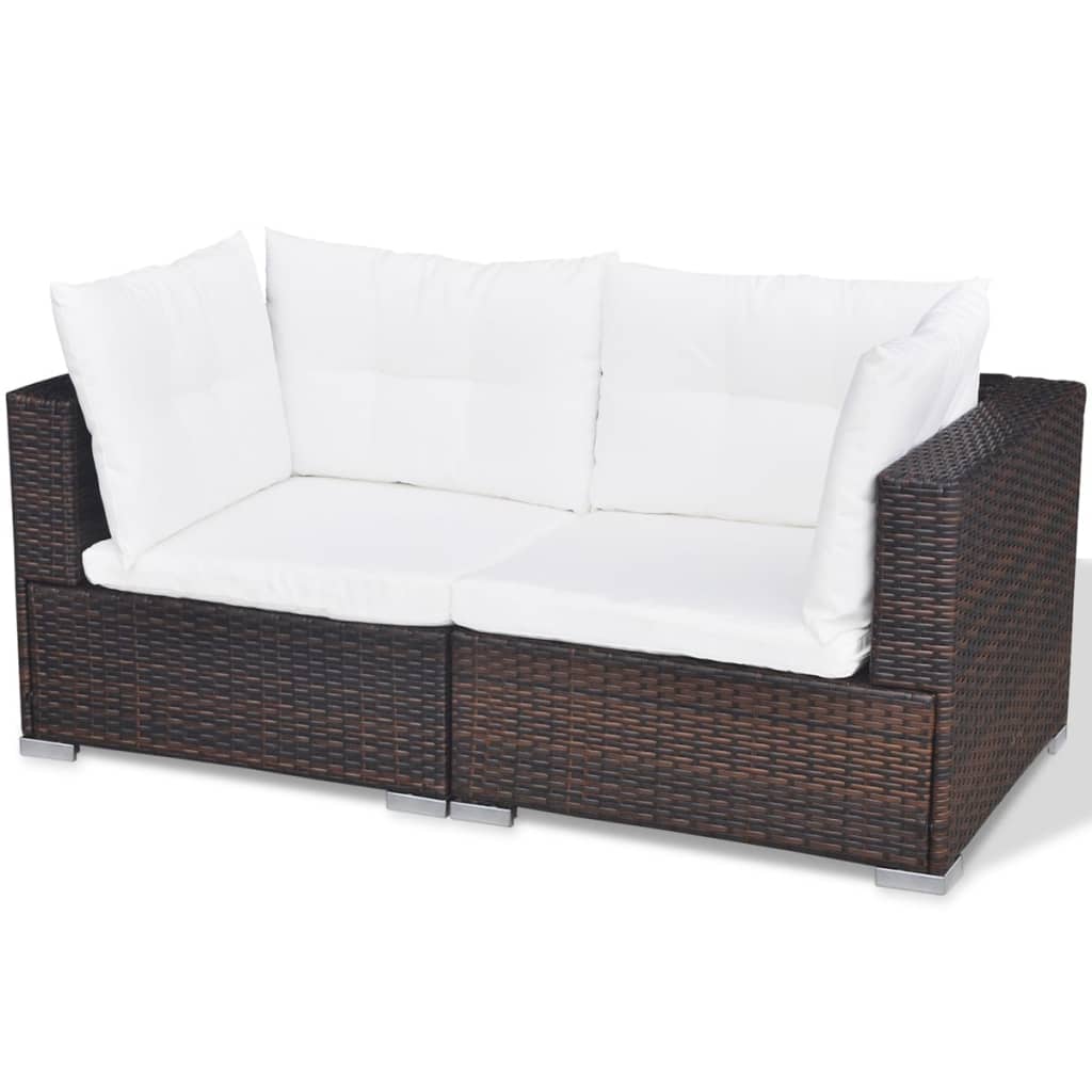 Set mobilier de grădină cu perne, 10 piese, maro, poliratan GartenMobel Dekor