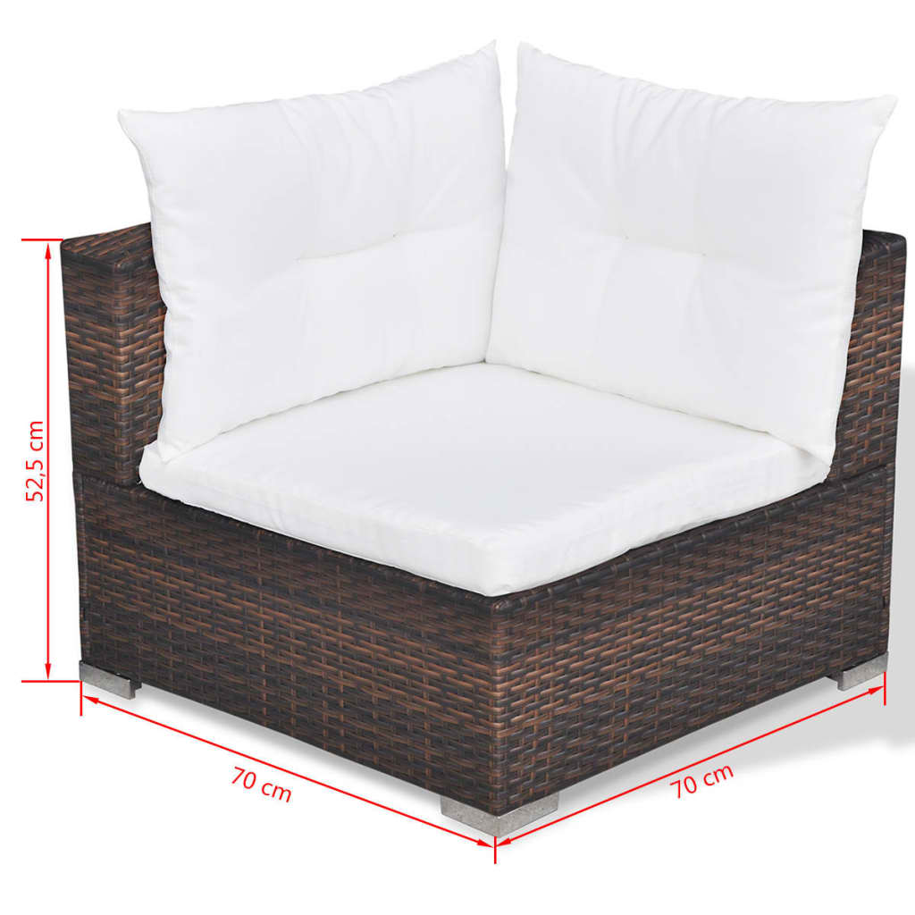 Set mobilier de grădină cu perne, 10 piese, maro, poliratan GartenMobel Dekor
