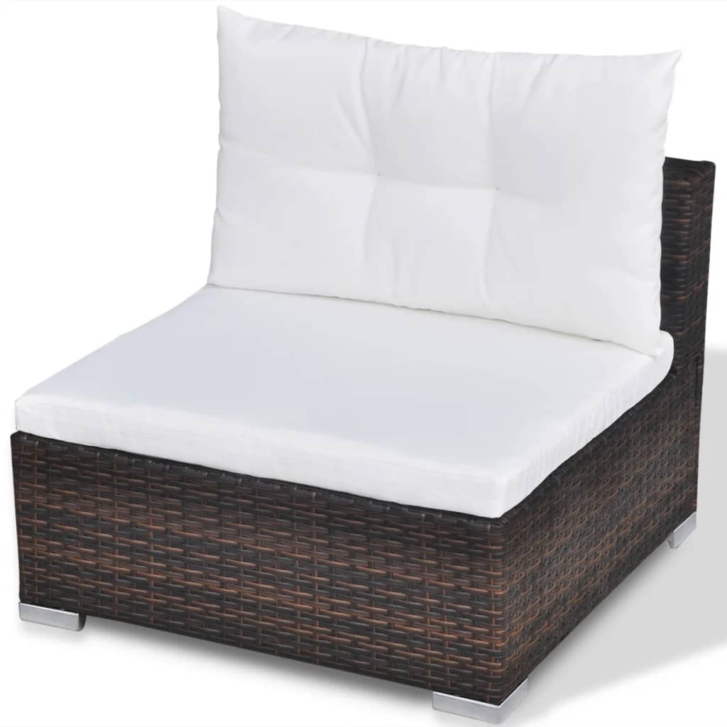 Set mobilier de grădină cu perne, 10 piese, maro, poliratan GartenMobel Dekor