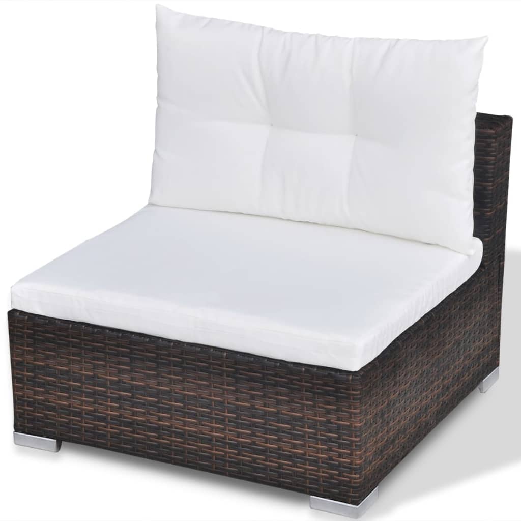 Set mobilier de grădină cu perne, 10 piese, maro, poliratan GartenMobel Dekor