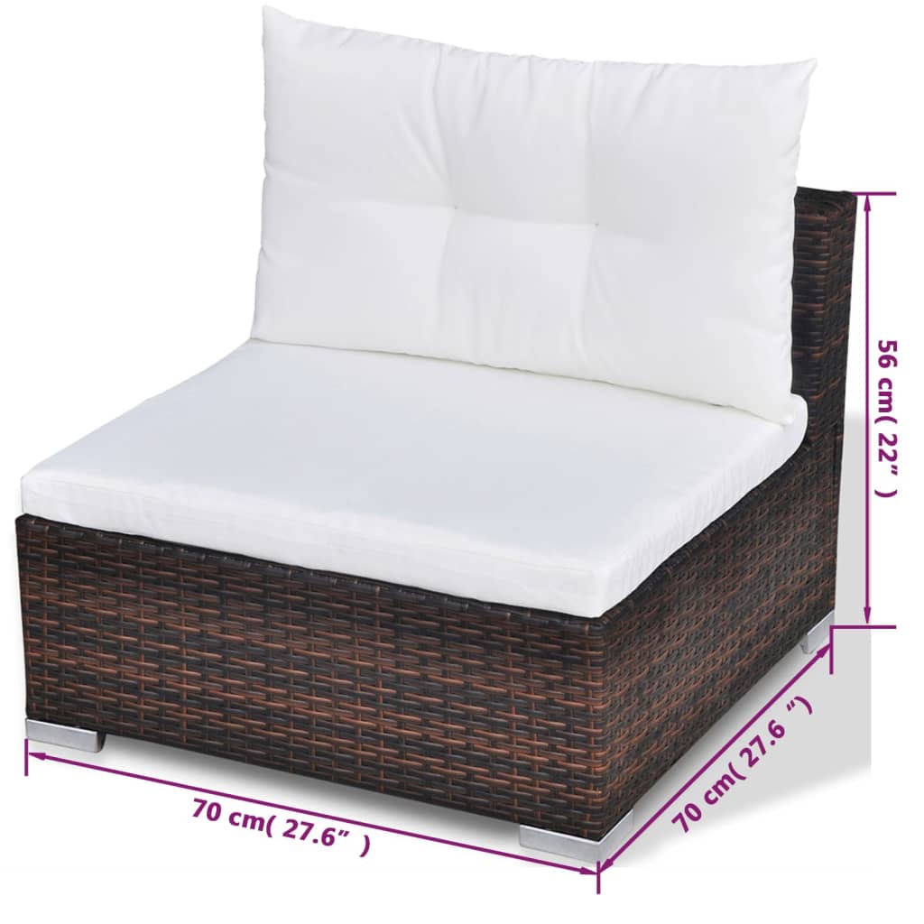 Set mobilier de grădină cu perne, 10 piese, maro, poliratan GartenMobel Dekor