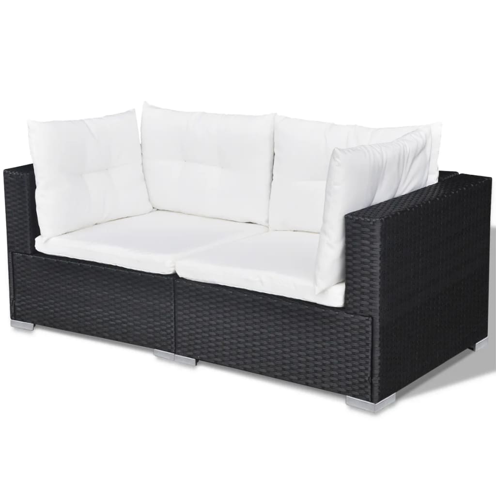Set mobilier de grădină cu perne, 10 piese, negru, poliratan GartenMobel Dekor