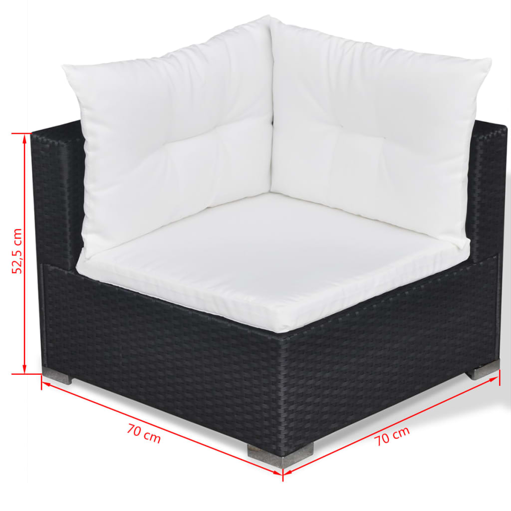 Set mobilier de grădină cu perne, 10 piese, negru, poliratan GartenMobel Dekor