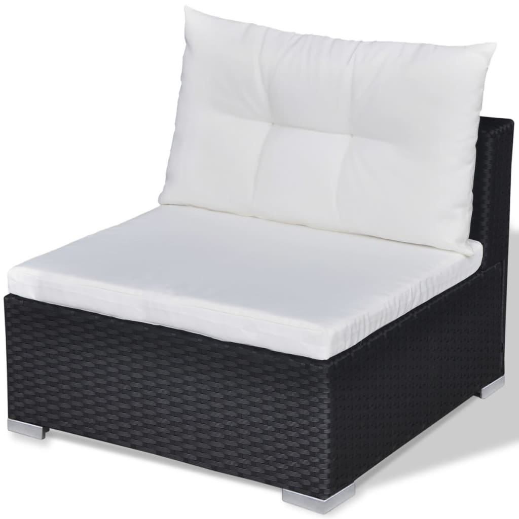 Set mobilier de grădină cu perne, 10 piese, negru, poliratan GartenMobel Dekor
