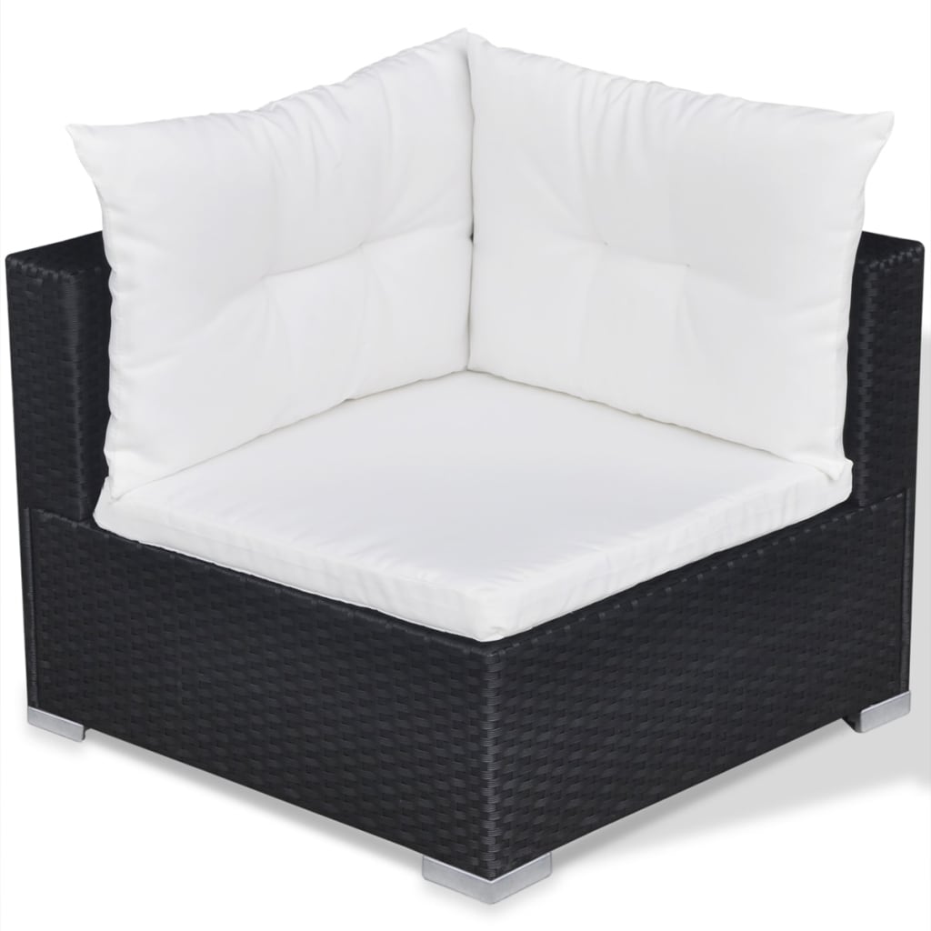 Set mobilier de grădină cu perne, 10 piese, negru, poliratan GartenMobel Dekor