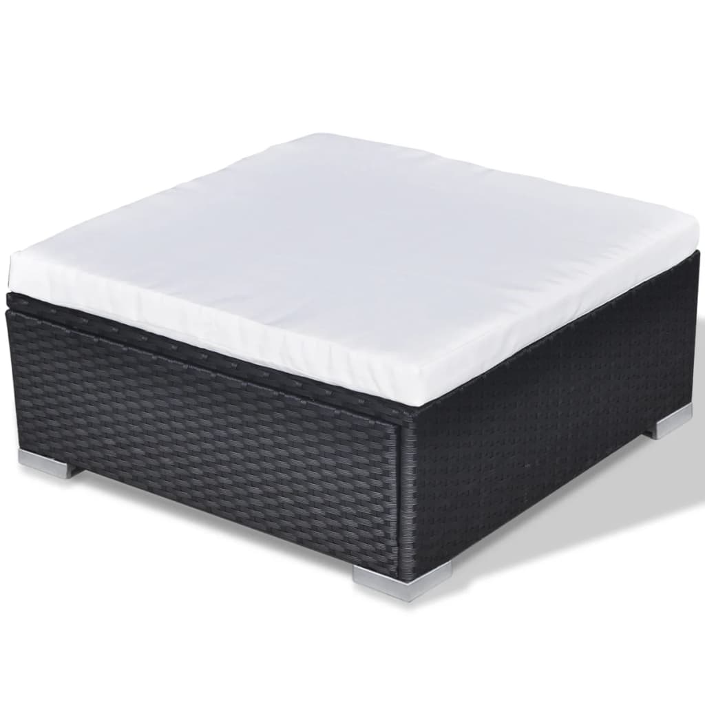 Set mobilier de grădină cu perne, 10 piese, negru, poliratan GartenMobel Dekor