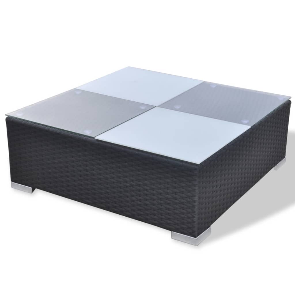 Set mobilier de grădină cu perne, 10 piese, negru, poliratan GartenMobel Dekor