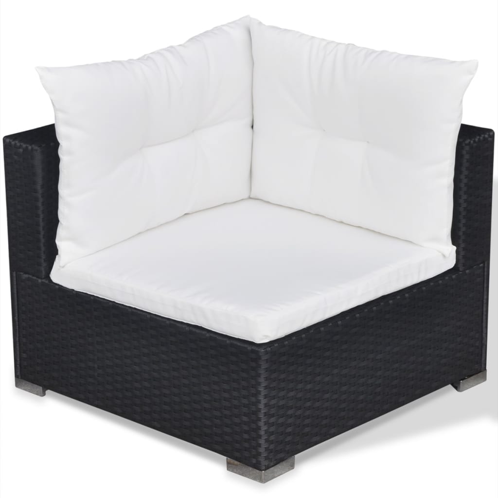 Set mobilier de grădină cu perne, 5 piese, negru, poliratan GartenMobel Dekor