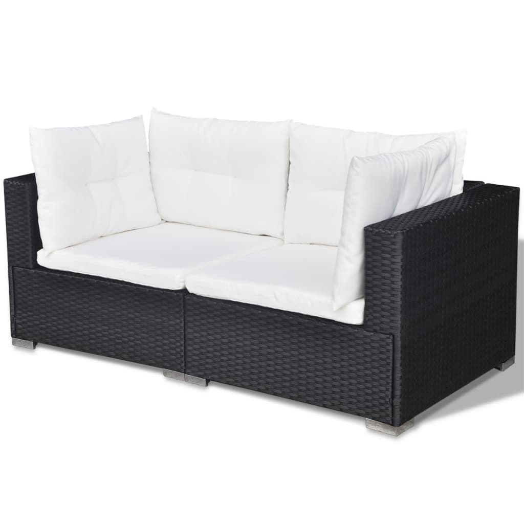 Set mobilier de grădină cu perne, 5 piese, negru, poliratan GartenMobel Dekor
