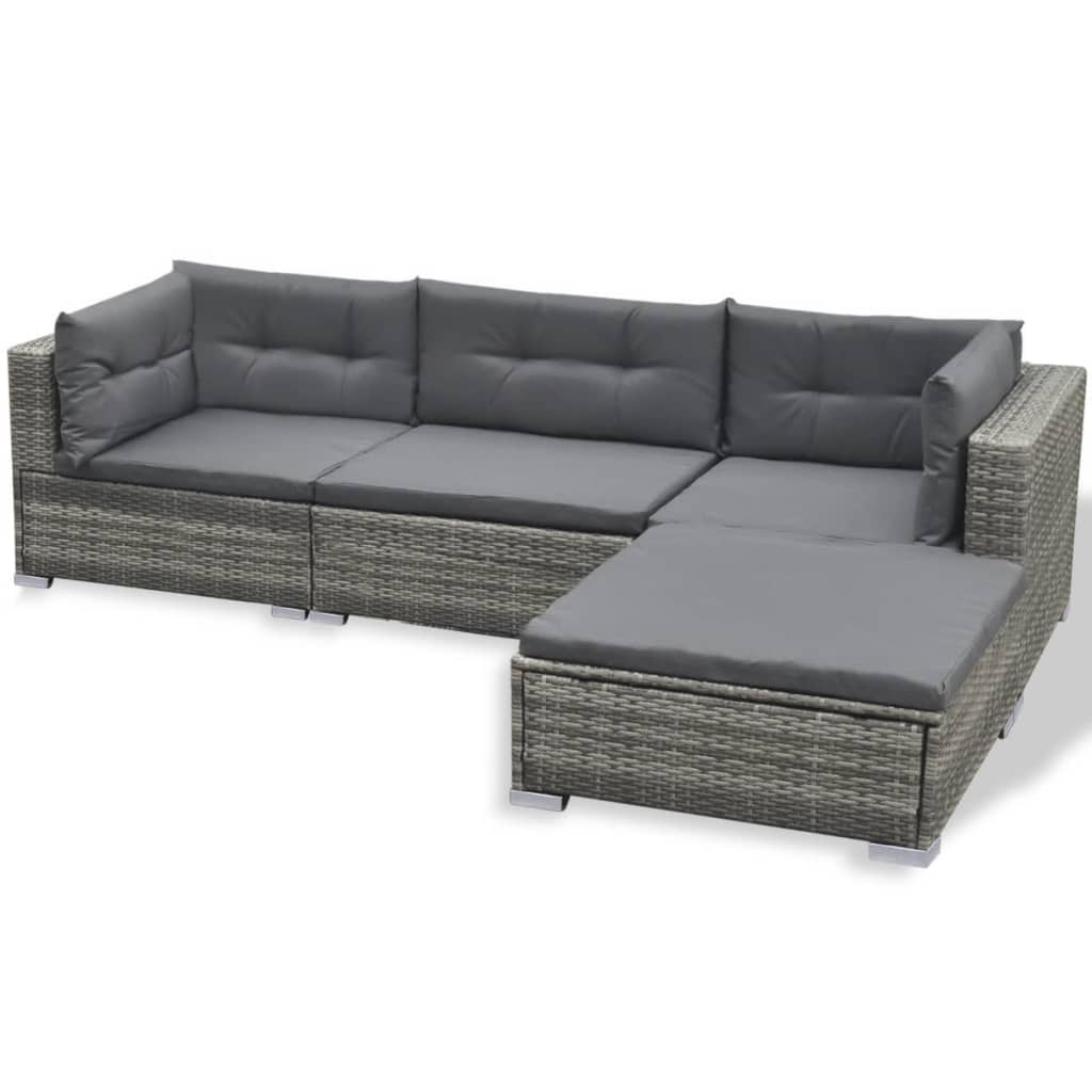 Set mobilier de grădină cu perne, 6 piese, gri, poliratan GartenMobel Dekor