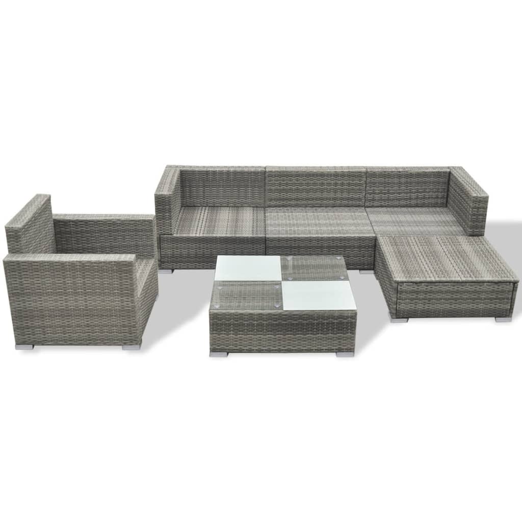 Set mobilier de grădină cu perne, 6 piese, gri, poliratan GartenMobel Dekor