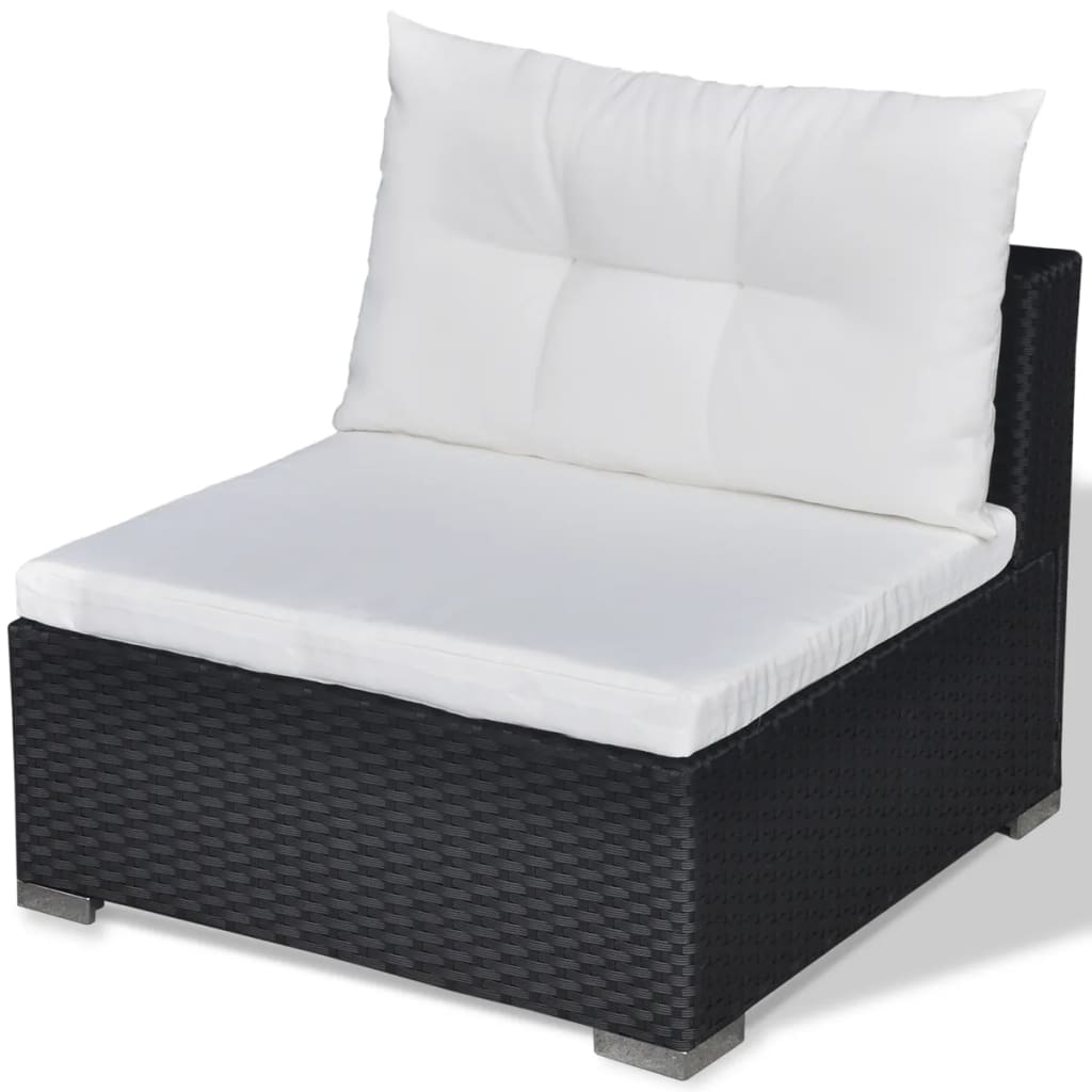 Set mobilier de grădină cu perne, 6 piese, negru, poliratan GartenMobel Dekor