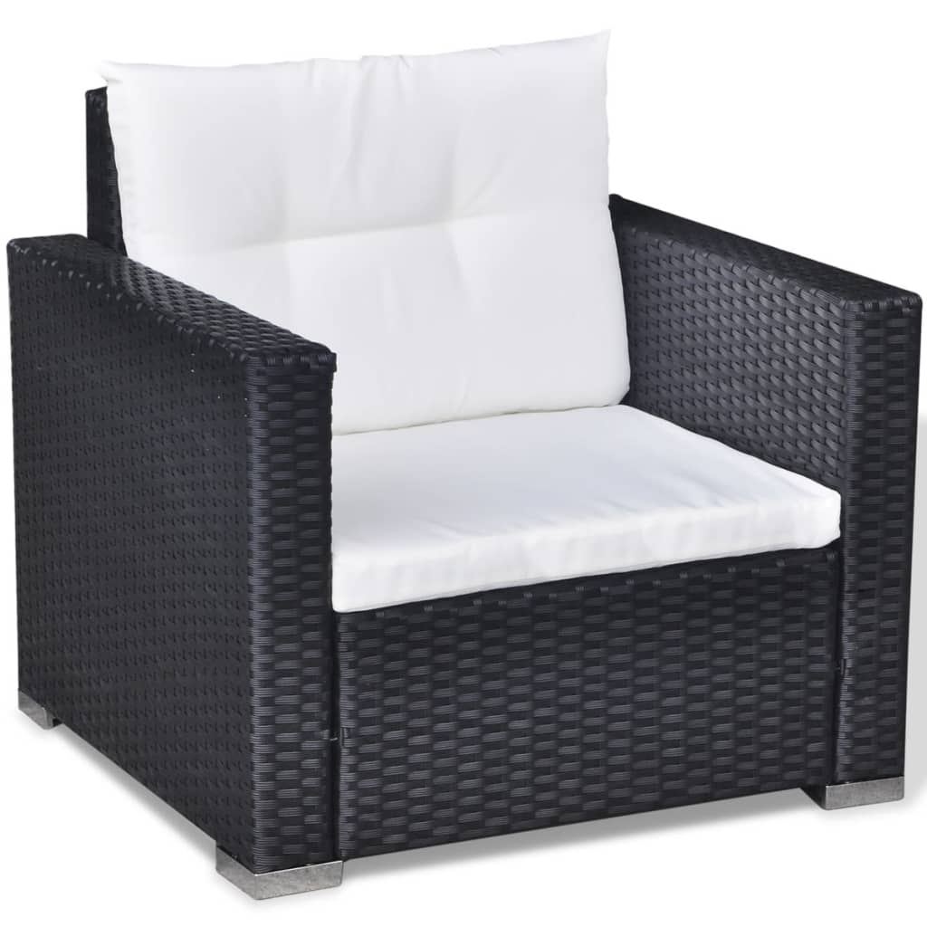 Set mobilier de grădină cu perne, 6 piese, negru, poliratan GartenMobel Dekor
