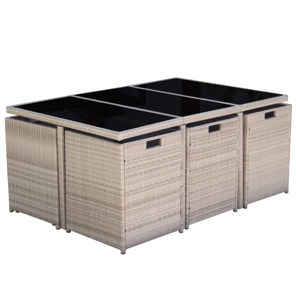 Set mobilier de exterior cu perne, 11 piese, bej, poliratan GartenMobel Dekor