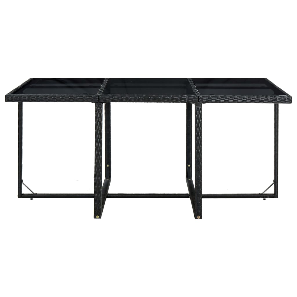 Set mobilier de exterior cu perne, 11 piese, negru, poliratan GartenMobel Dekor