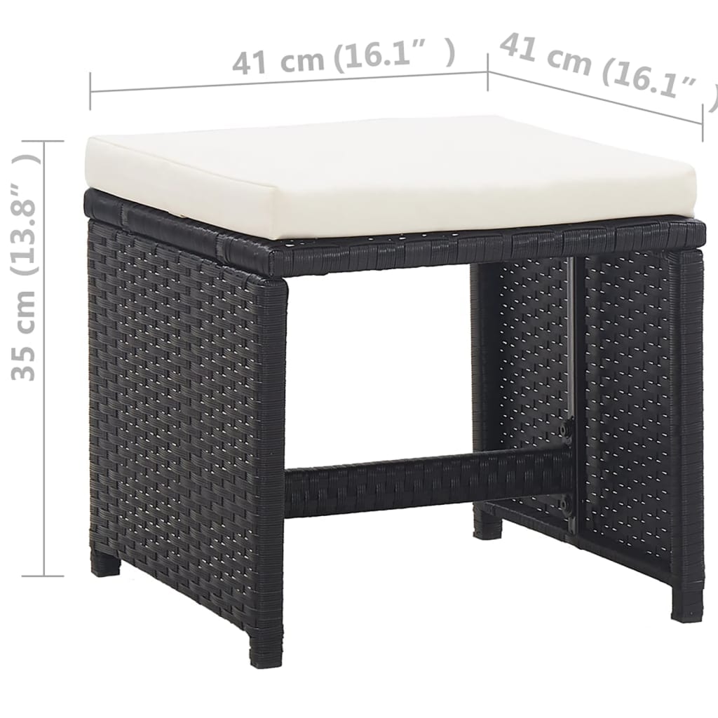 Set mobilier de exterior cu perne, 13 piese, negru, poliratan GartenMobel Dekor