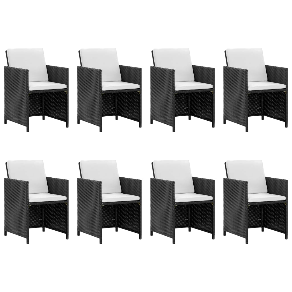 Set mobilier de exterior cu perne, 13 piese, negru, poliratan GartenMobel Dekor