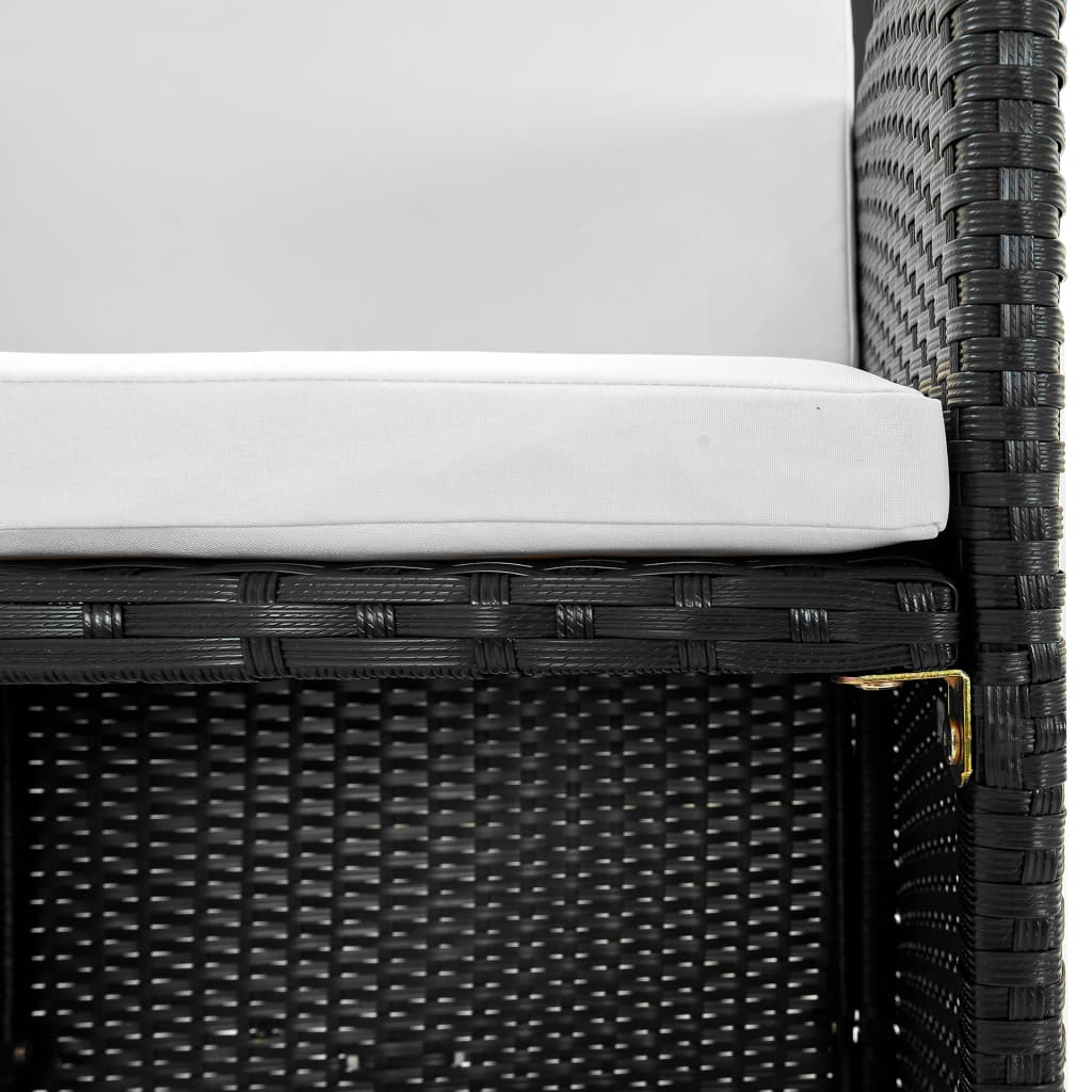 Set mobilier de exterior cu perne, 13 piese, negru, poliratan GartenMobel Dekor