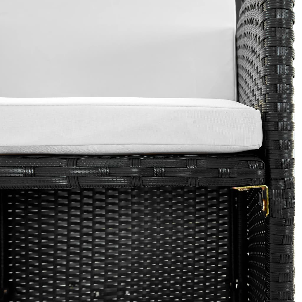 Set mobilier de exterior cu perne, 9 piese, negru, poliratan GartenMobel Dekor