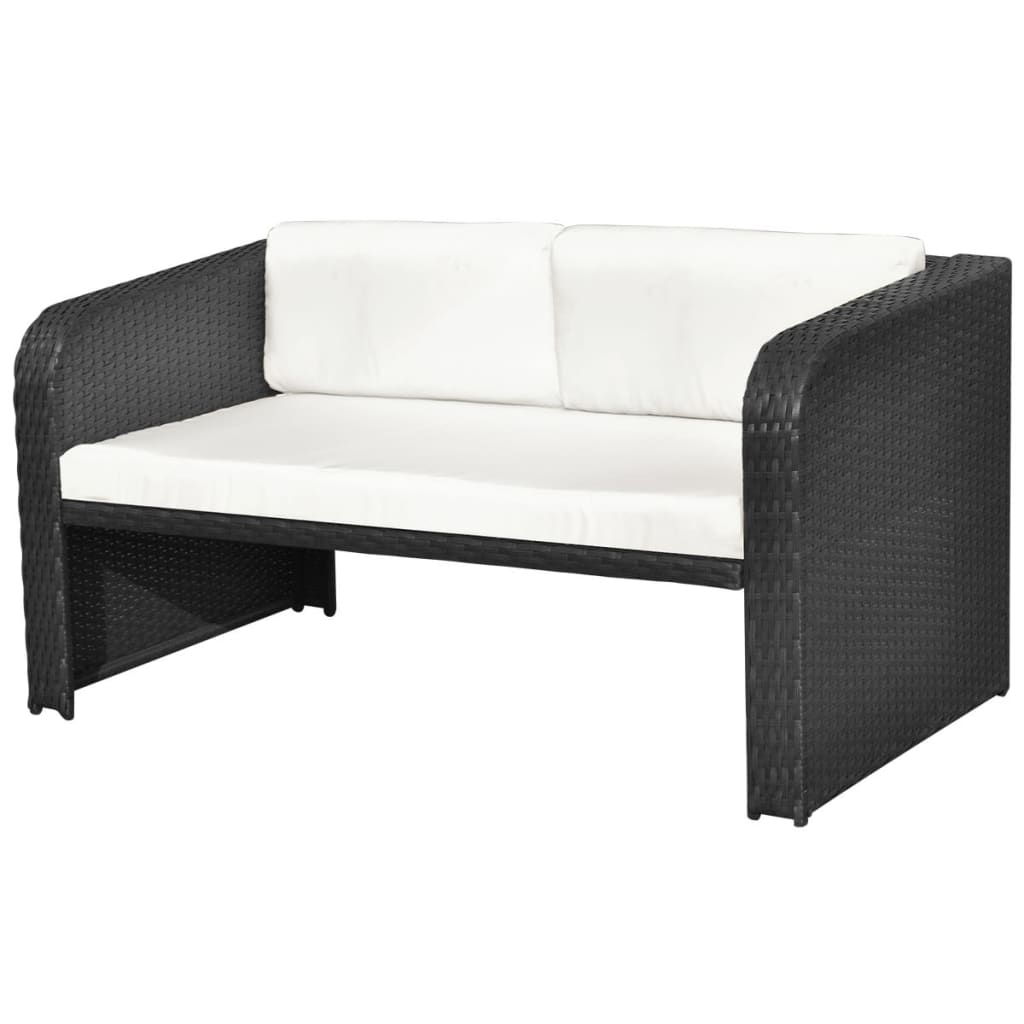 Set mobilier de grădină cu perne, 4 piese, negru, poliratan GartenMobel Dekor