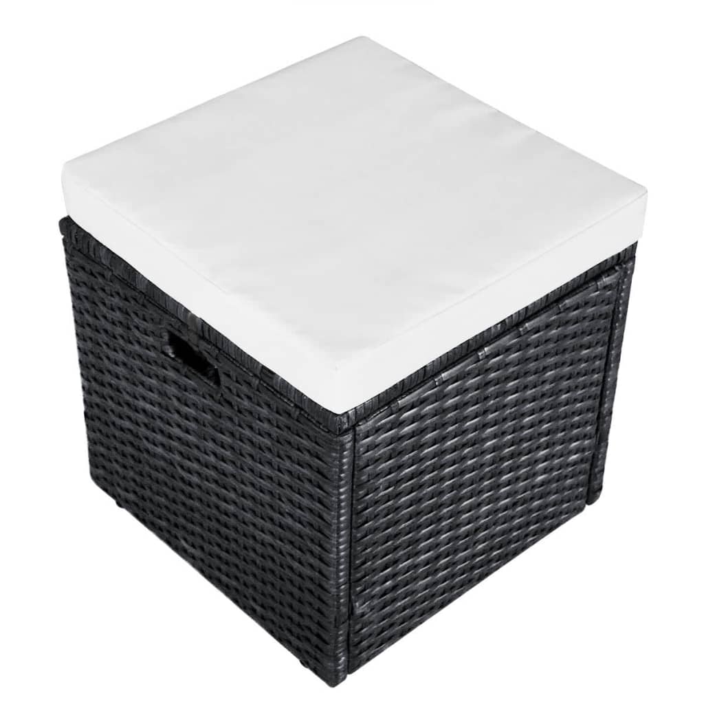 Set mobilier de grădină cu perne, 4 piese, negru, poliratan GartenMobel Dekor