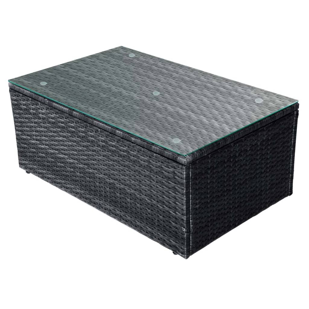 Set mobilier de grădină cu perne, 4 piese, negru, poliratan GartenMobel Dekor