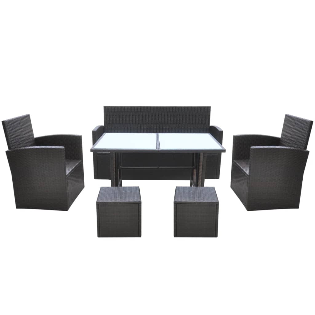 Set mobilier de exterior cu perne, 6 piese, maro, poliratan GartenMobel Dekor