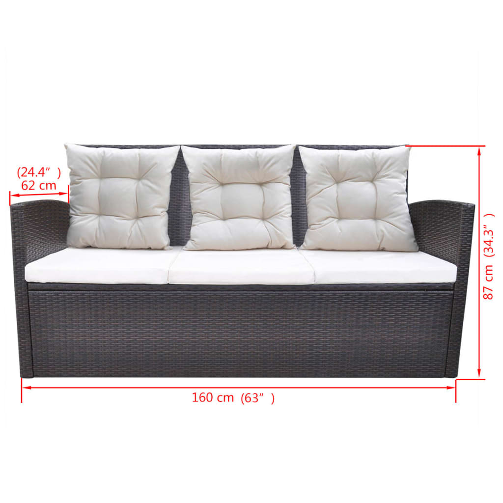 Set mobilier de exterior cu perne, 6 piese, maro, poliratan GartenMobel Dekor