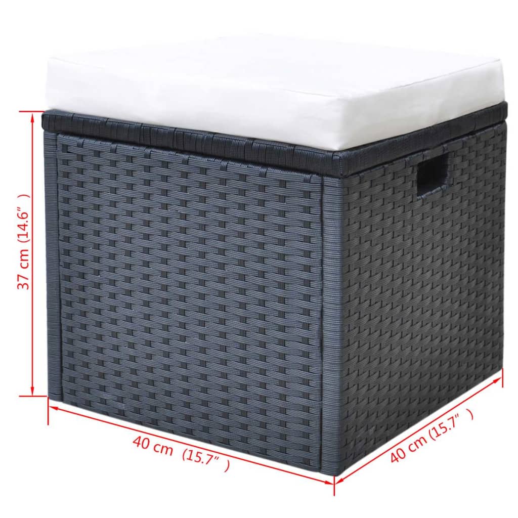 Set mobilier de exterior cu perne, 6 piese, negru, poliratan GartenMobel Dekor