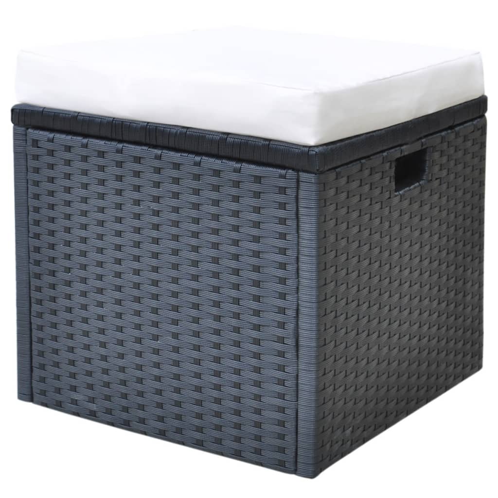 Set mobilier de exterior cu perne, 6 piese, negru, poliratan GartenMobel Dekor