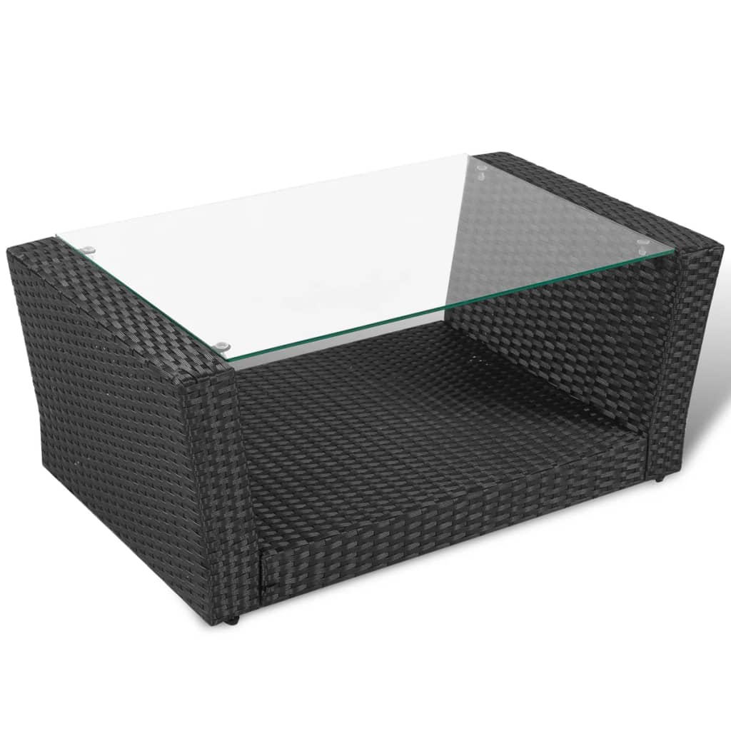Set mobilier de grădină cu perne, 4 piese, negru, poliratan GartenMobel Dekor