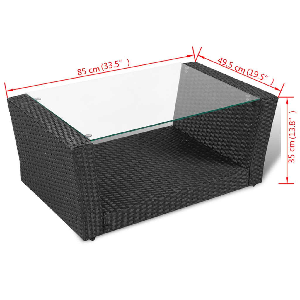 Set mobilier de grădină cu perne, 4 piese, negru, poliratan GartenMobel Dekor
