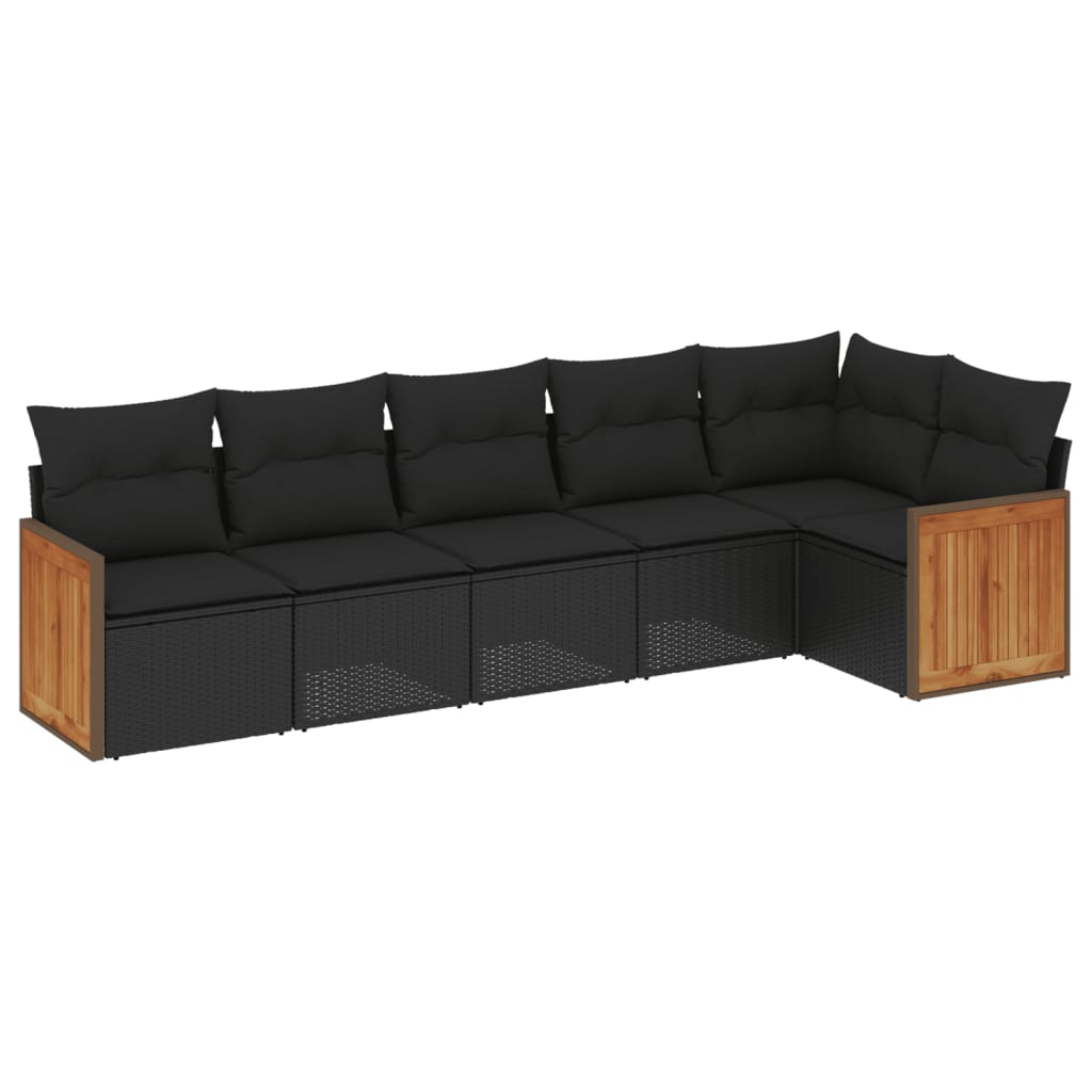 Set mobilier de grădină cu perne, 6 piese, negru, poliratan GartenMobel Dekor