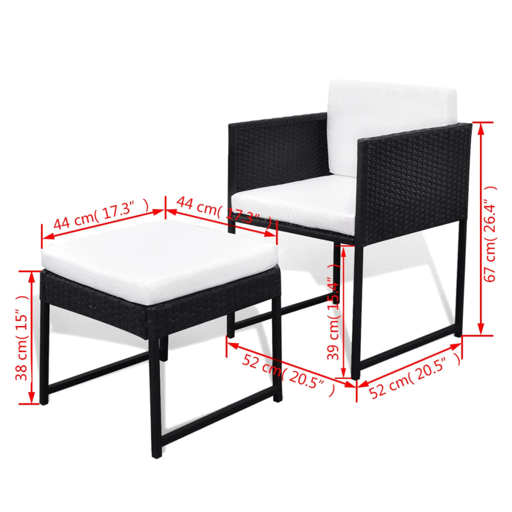 Set mobilier de exterior cu perne, 9 piese, negru, poliratan GartenMobel Dekor