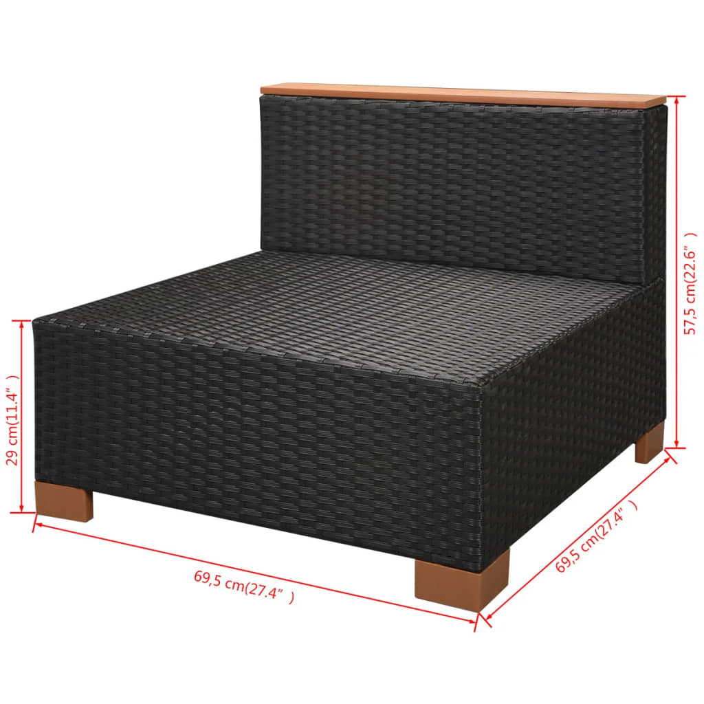 Set mobilier de grădină cu perne, 10 piese, negru, poliratan GartenMobel Dekor