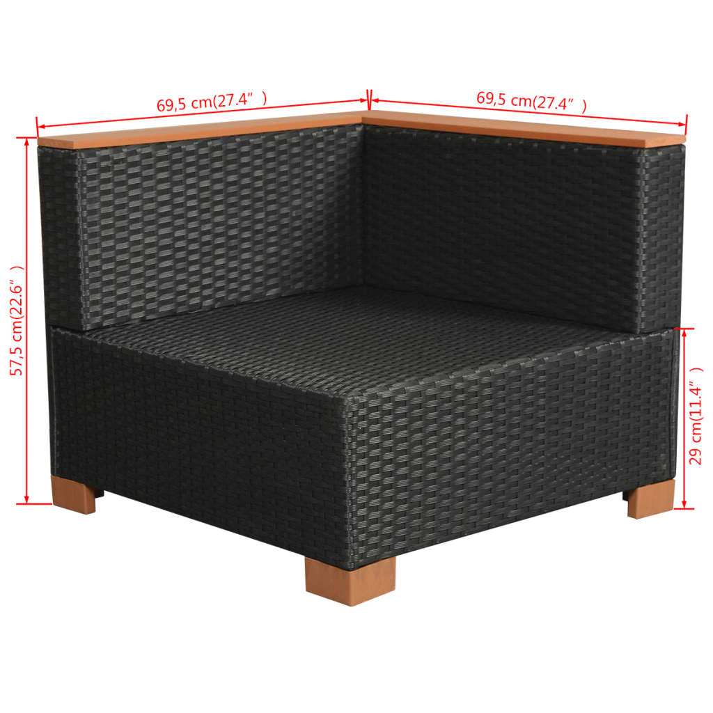 Set mobilier de grădină cu perne, 10 piese, negru, poliratan GartenMobel Dekor