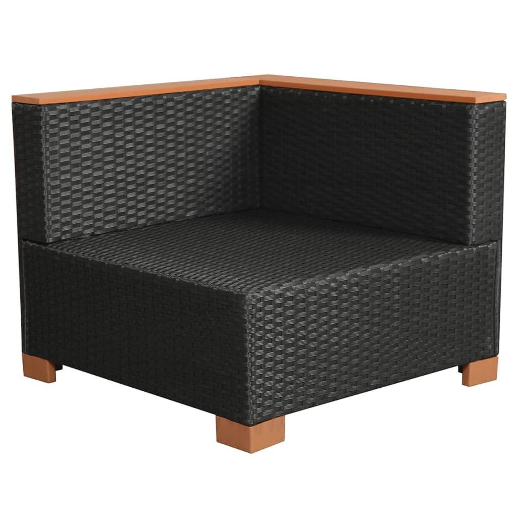 Set mobilier de grădină cu perne, 10 piese, negru, poliratan GartenMobel Dekor