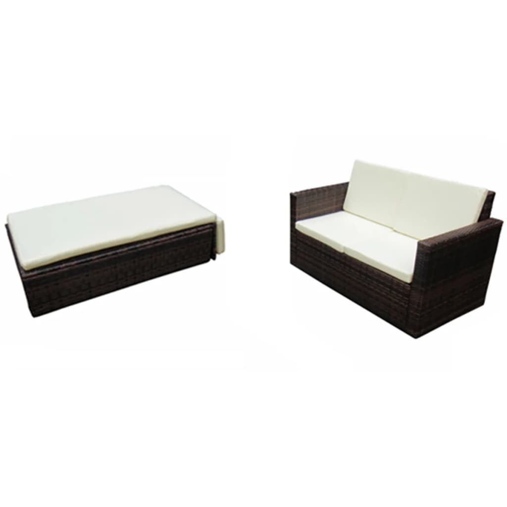Set mobilier de grădină cu perne, 2 piese, maro, poliratan GartenMobel Dekor