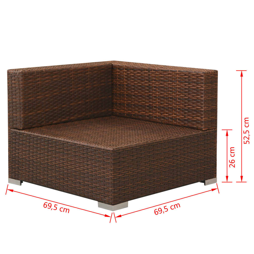 Set mobilier de grădină cu perne, 3 piese, maro, poliratan GartenMobel Dekor
