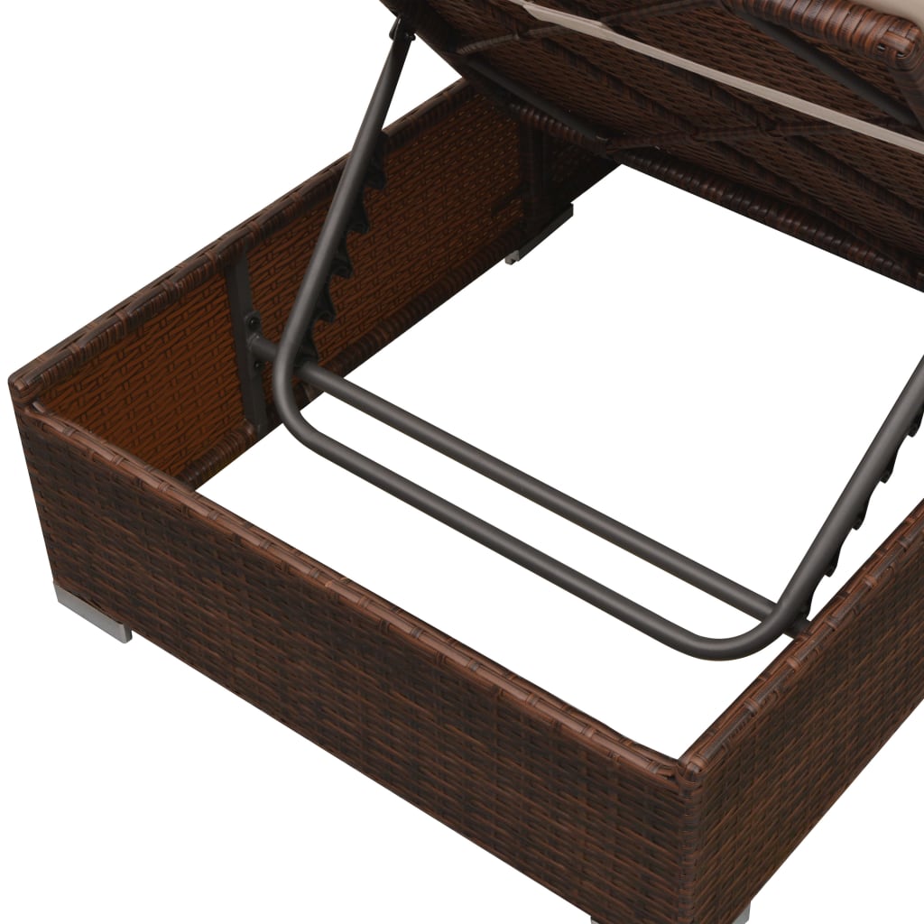 Set mobilier de grădină cu perne, 3 piese, maro, poliratan GartenMobel Dekor