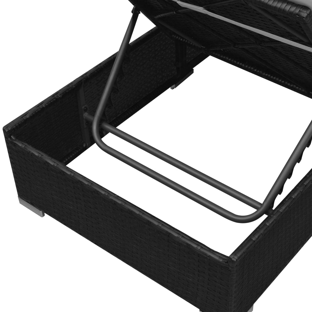 Set mobilier de grădină cu perne, 3 piese, negru, poliratan GartenMobel Dekor