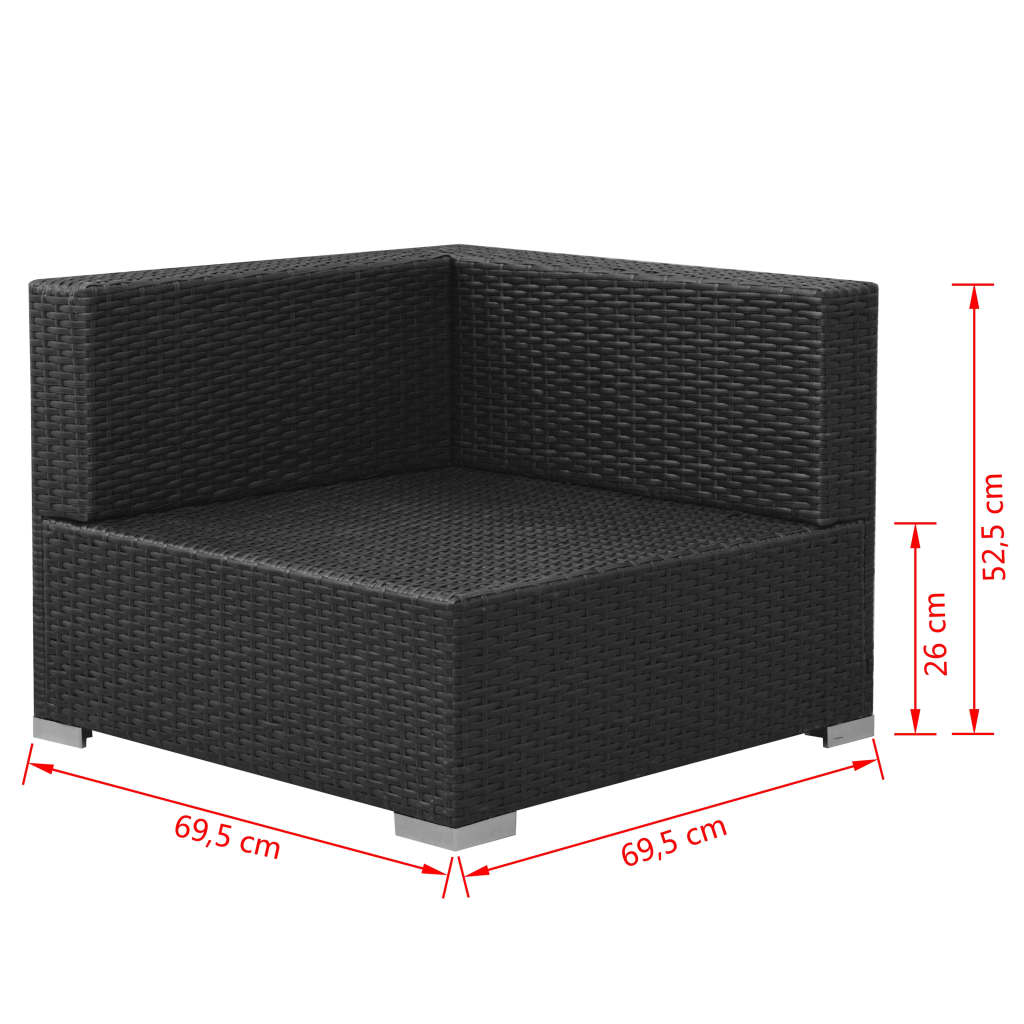 Set mobilier de grădină cu perne, 3 piese, negru, poliratan GartenMobel Dekor