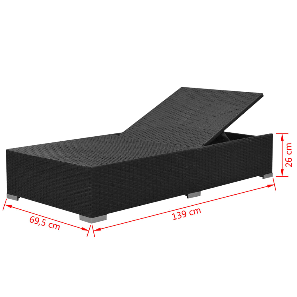 Set mobilier de grădină cu perne, 3 piese, negru, poliratan GartenMobel Dekor