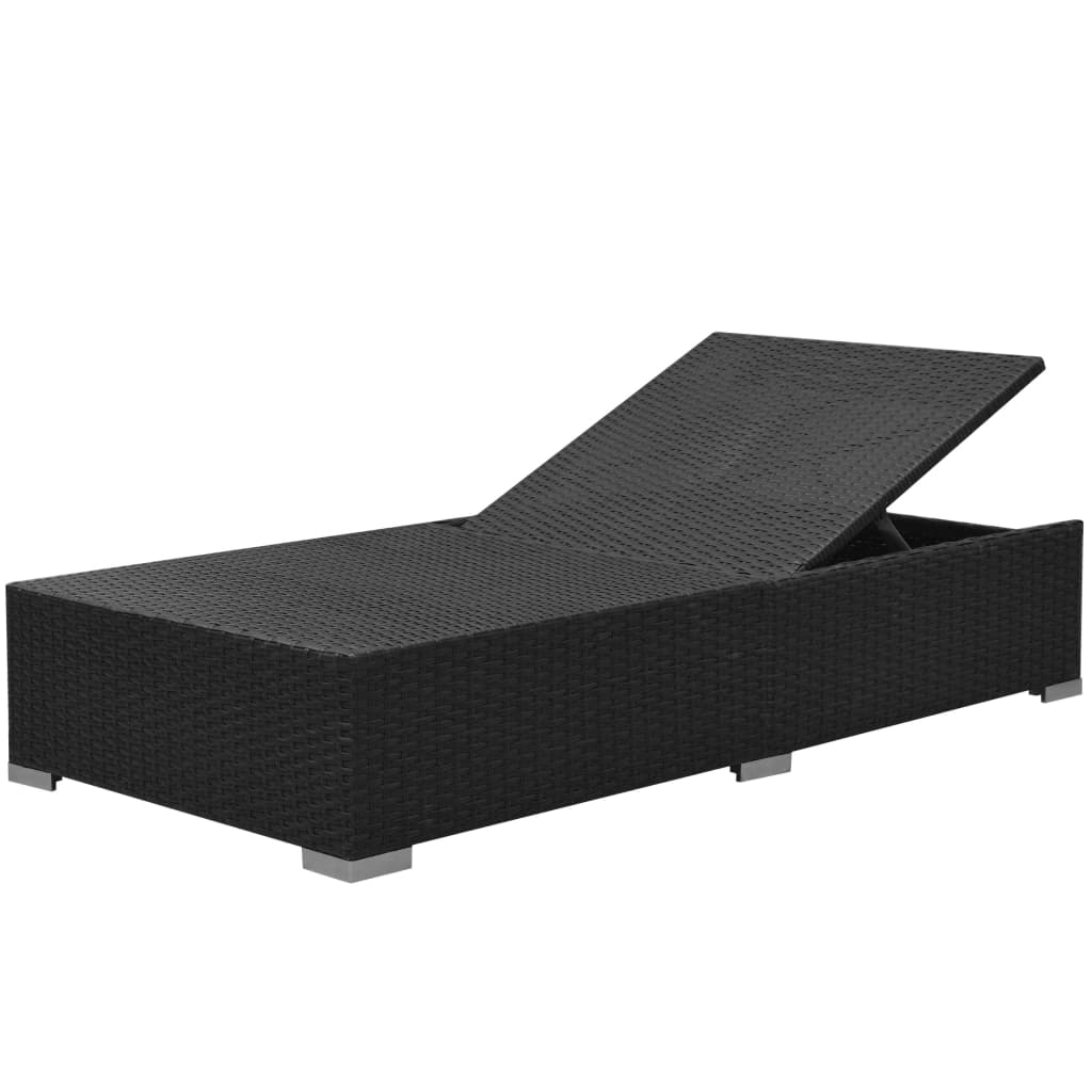 Set mobilier de grădină cu perne, 3 piese, negru, poliratan GartenMobel Dekor