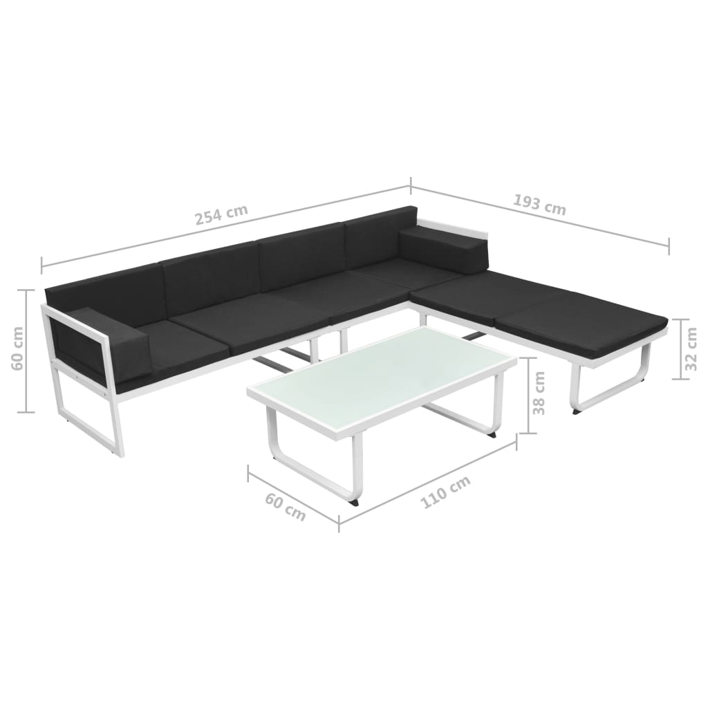 Set mobilier de grădină cu perne, 4 piese, negru, aluminiu GartenMobel Dekor
