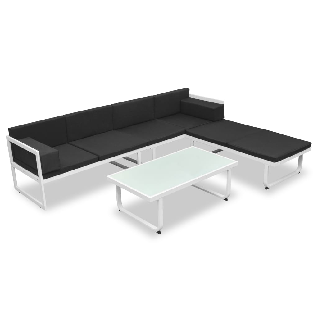 Set mobilier de grădină cu perne, 4 piese, negru, aluminiu GartenMobel Dekor